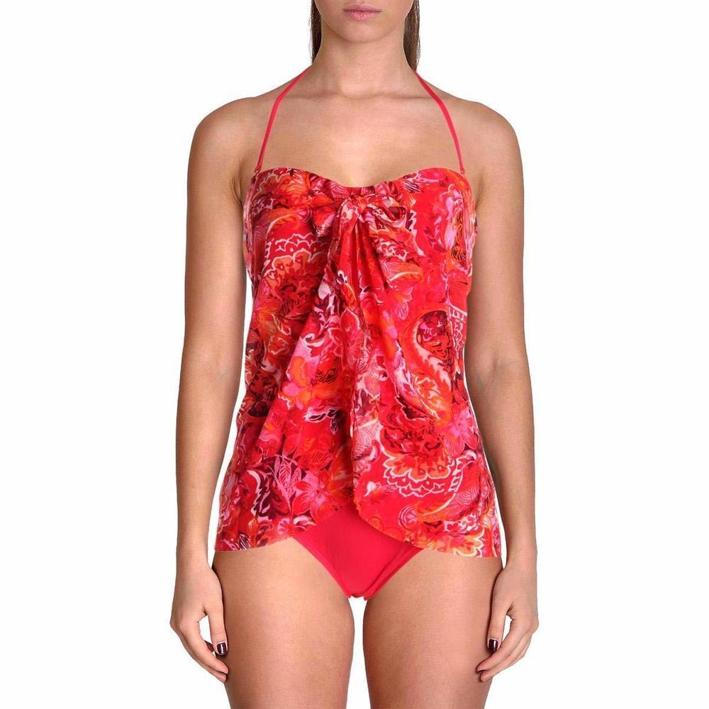 LAUREN RALPH LAUREN Womens Strapless Printed One-Piece Swimsuit Pink 6
